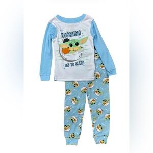 Star Wars The Mandalorian Boys Blue 2-PC Grogu Baby Yoda Long Sleeve Pajamas 5T
